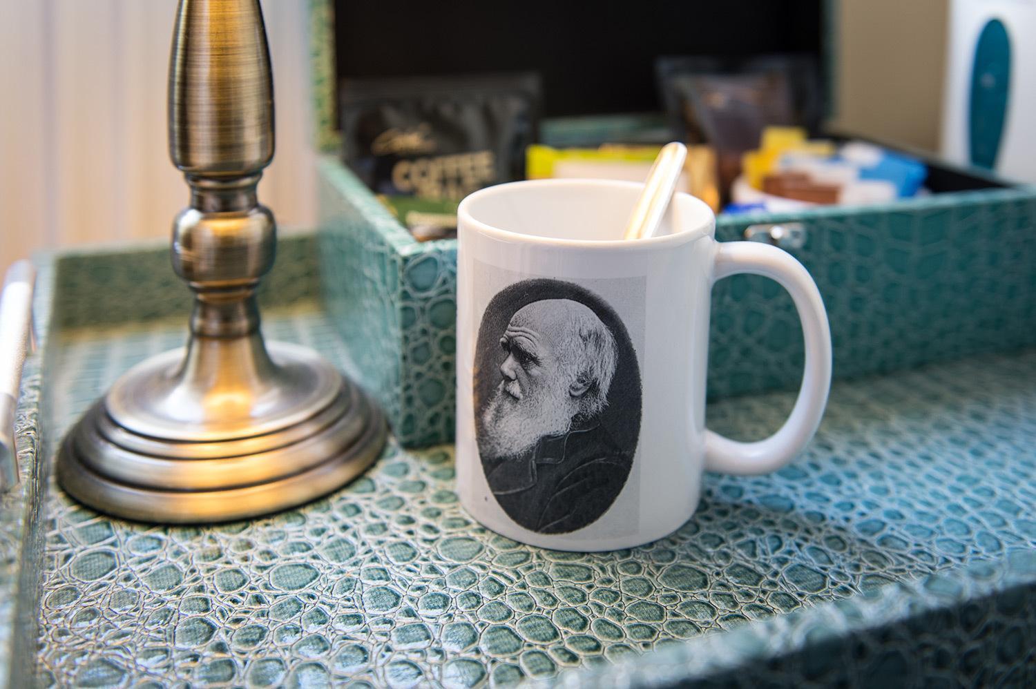 לינה וארוחת בוקר שרוסברי Darwin'S Townhouse חדר תמונה A mug with a portrait of Darwin